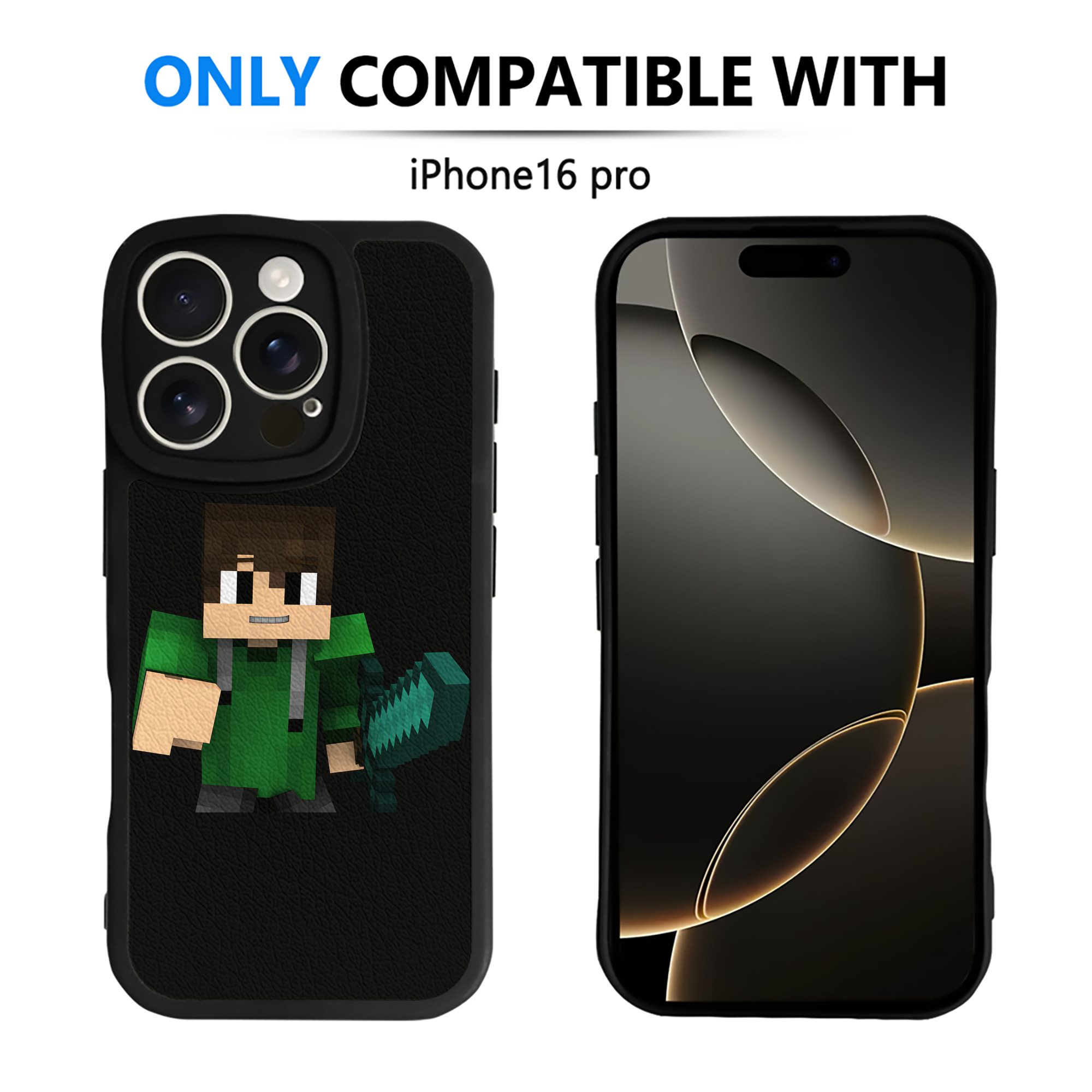（画像用） マインクラフト ブロックの世界 Minecraft MC Block world 【iPhone 16シリーズ対応】シリコンスマホケース（レザー調） 材質：シリコン
